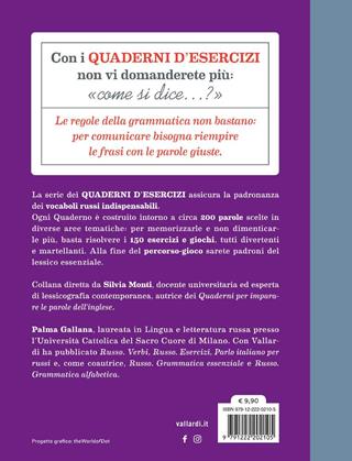 Quaderno d'esercizi per imparare le parole del russo. Vol. 1 - Palma Gallana - Libro Vallardi A. 2025 | libraccio.xyz
